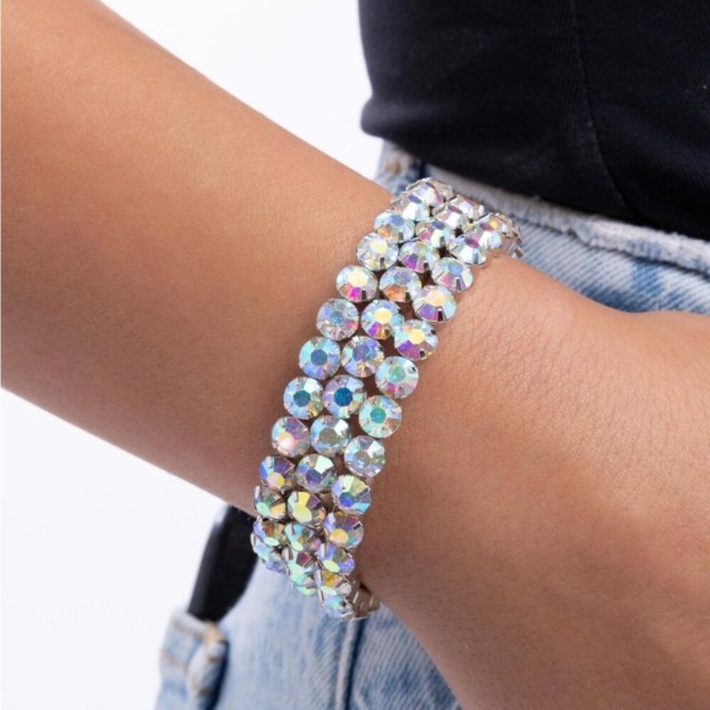 Silver and Iridescent Coil Bracelet